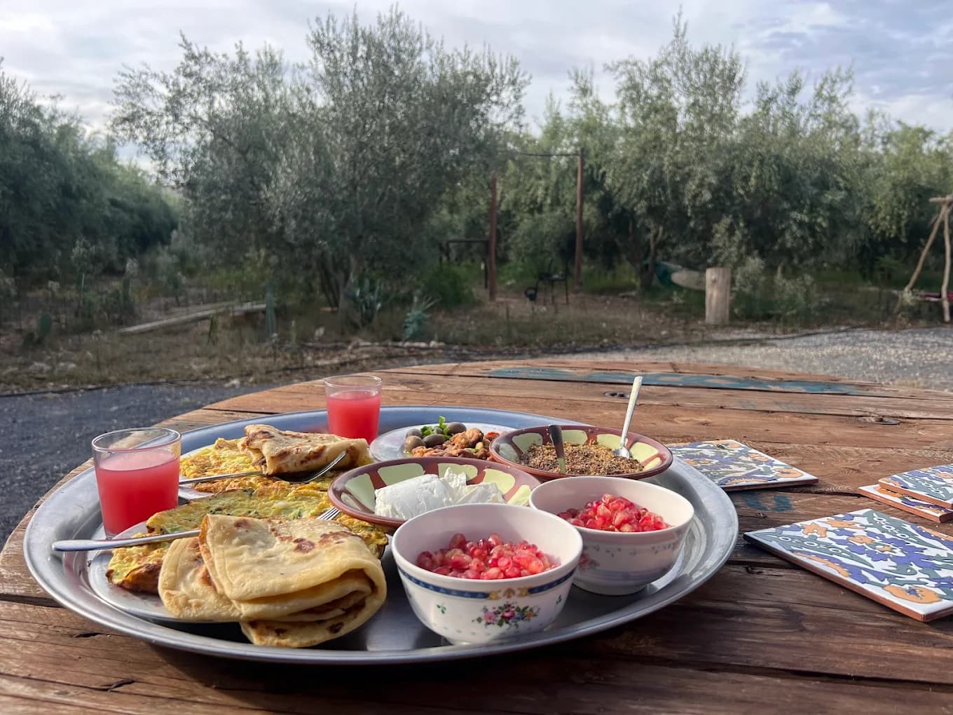 Farm breakfast spread at Farm El Baya