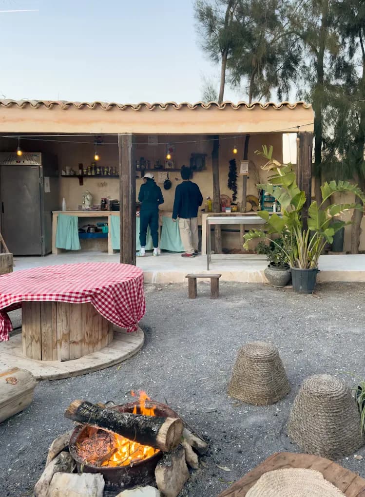 The outdoor kitchen fireplace